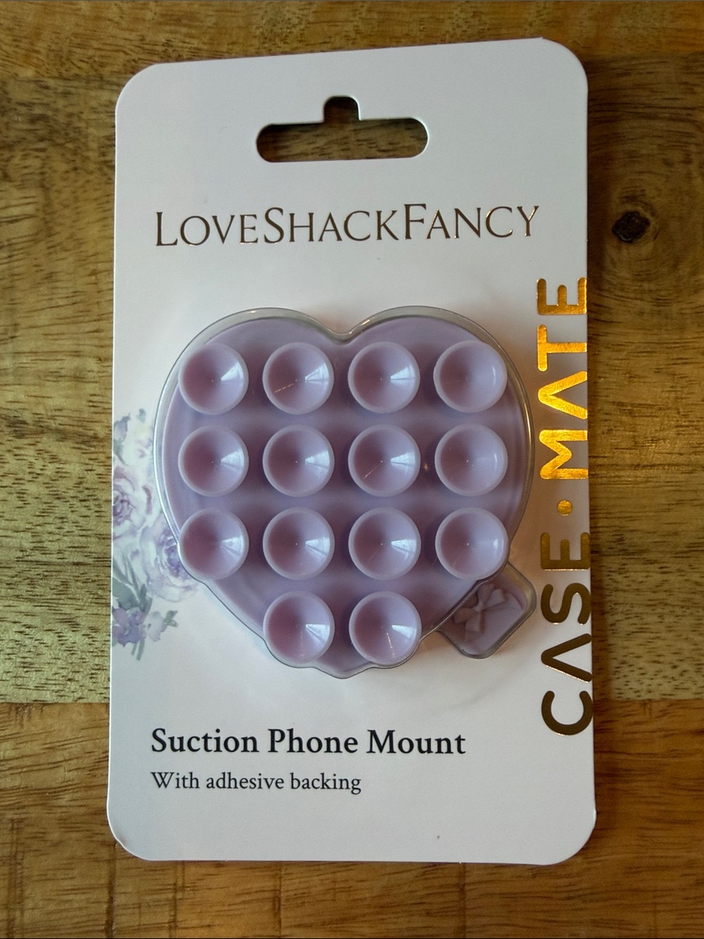 LoveShackFancy Lavender Heart Suction Phone Mount Pop Grip